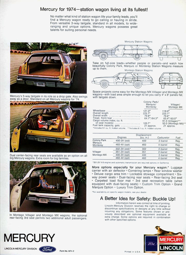 1974 Mercury Wagons Brochure Page 2